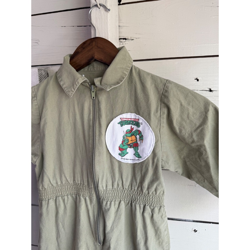Vintage 1989 Teenage Mutant Ninja Turtles TMNT Kids Jumpsuit Coveralls Green - Picture 2 of 6
